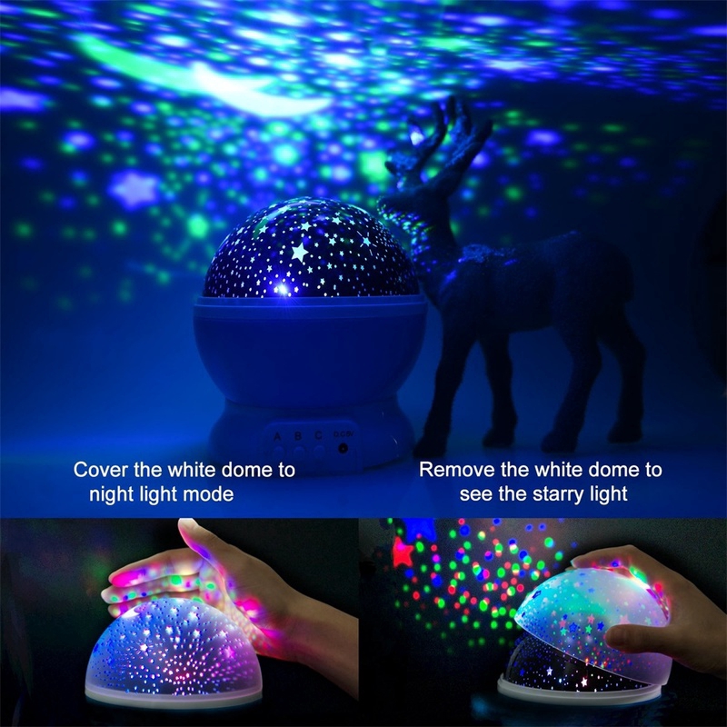 Kids Star Night Light 360 Degree Rotating Star Projector 4 Leds 8 Colors Changing Baby Bedroom And Party Decoration