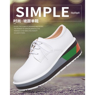 Image of Leather Women Platform Shoes Woman Flats Lace Up Footwear Oxford Shoes