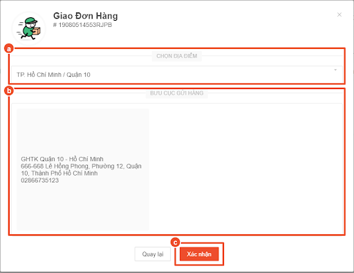 Chọn hình thức vận chuyển đơn hàng