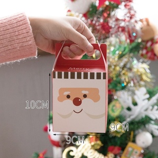 4 Styles Merry Christmas Candy Apple Box/ Santa Claus Snowman Printed Cookie Wrap Box/ Xmas Eve Gift Packaging Container #8