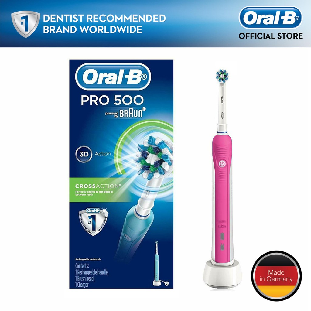 Oral-B Pro 500 Electric Rechargeable Toothbrush Powered By Braun, Pink ...