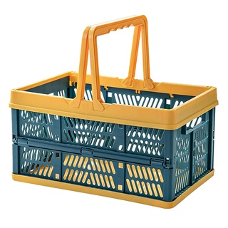 [Ready Stock] Foldable Plastic Grocery Market Shopping Basket Spring Outing Picnic Portable hand-held Basket Car Trunk Multifunctional Folding Goods Groceries Storage Basket for home kitchen and outdoor #7