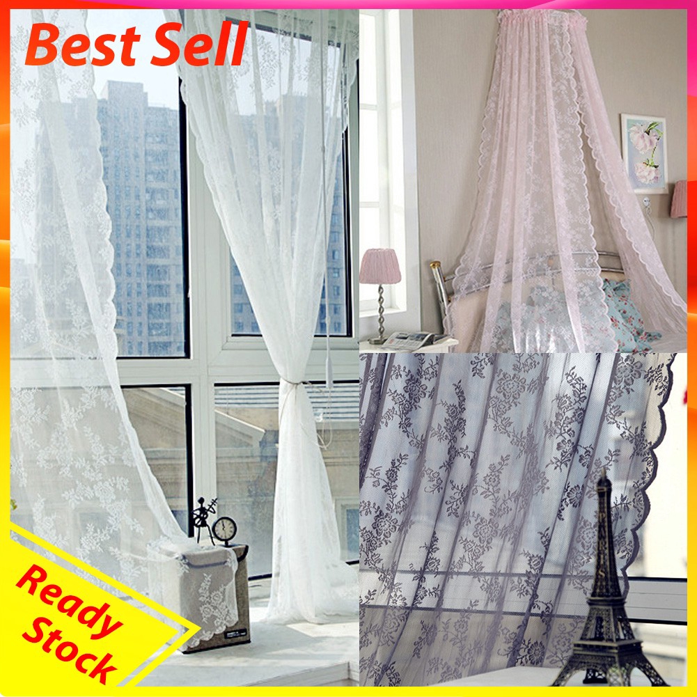 Window Panel Shade Sheer White Curtain Tulle Thin Simple Elegant Voile Embroider 