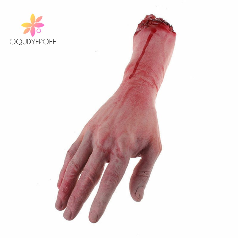 1x Realistic Halloween Hand Terror Bloody Fake Body Parts Severed Arm Hand Prop