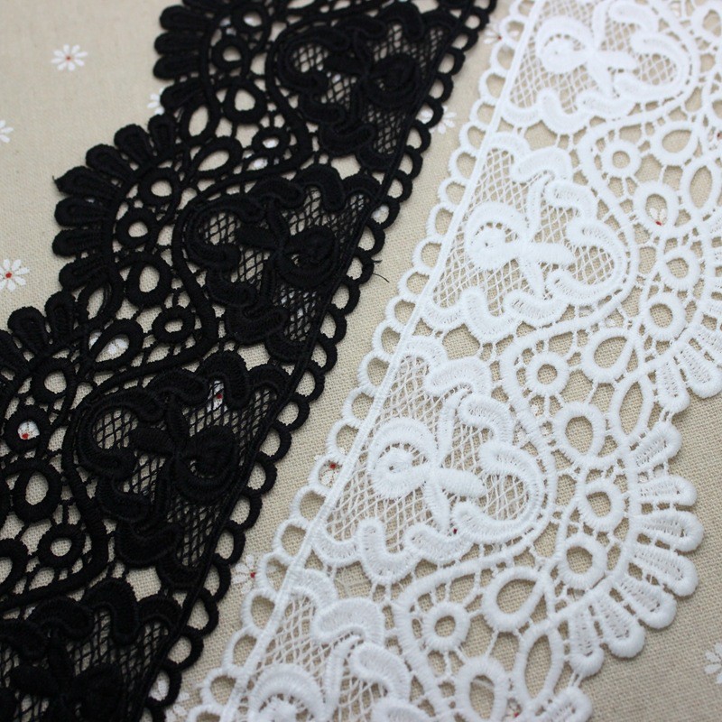 1 yd Vintage Cotton Embroidered Net Lace Edge Trim Mesh Ribbon Wedding Applique