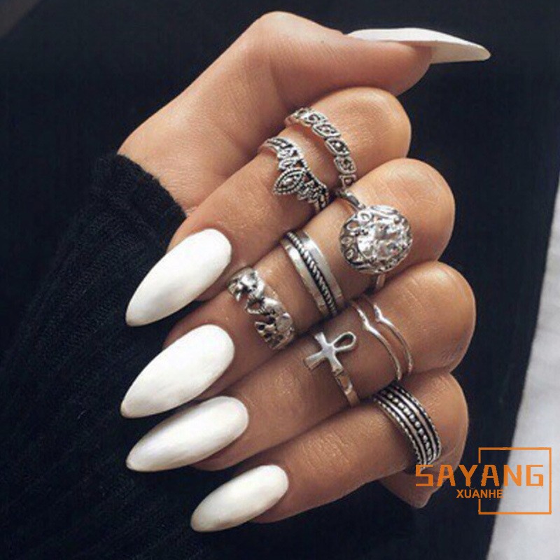 Sayang 24pcs Coffin White False Nails Long Fake Nails Glossy Plastics Fingernails Fake Ballerina Press On Nail Finger Shopee Singapore