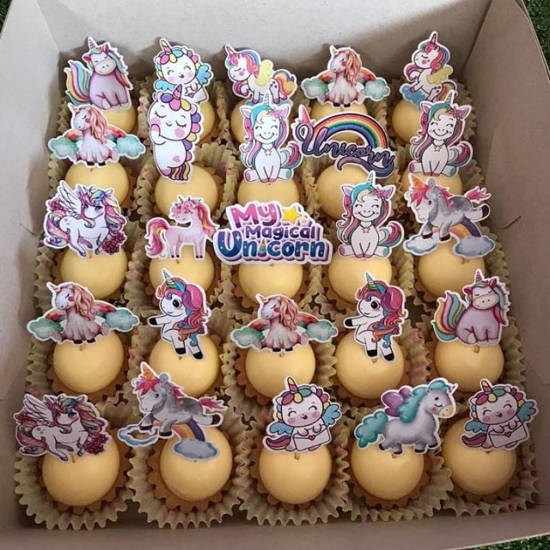 Shop Malaysia Cheesetart Topper Custome Design 1srt 25pcs Unicorn Spider Cartoon Shopee Singapore