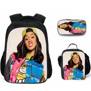 Rap singer Cardi B pupil schoolbag 3-piece set lunch bag ...