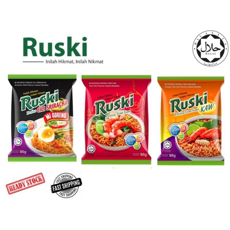 RUSKI Instant Noodles Tom Yam (80g X 10packs) | Shopee Singapore