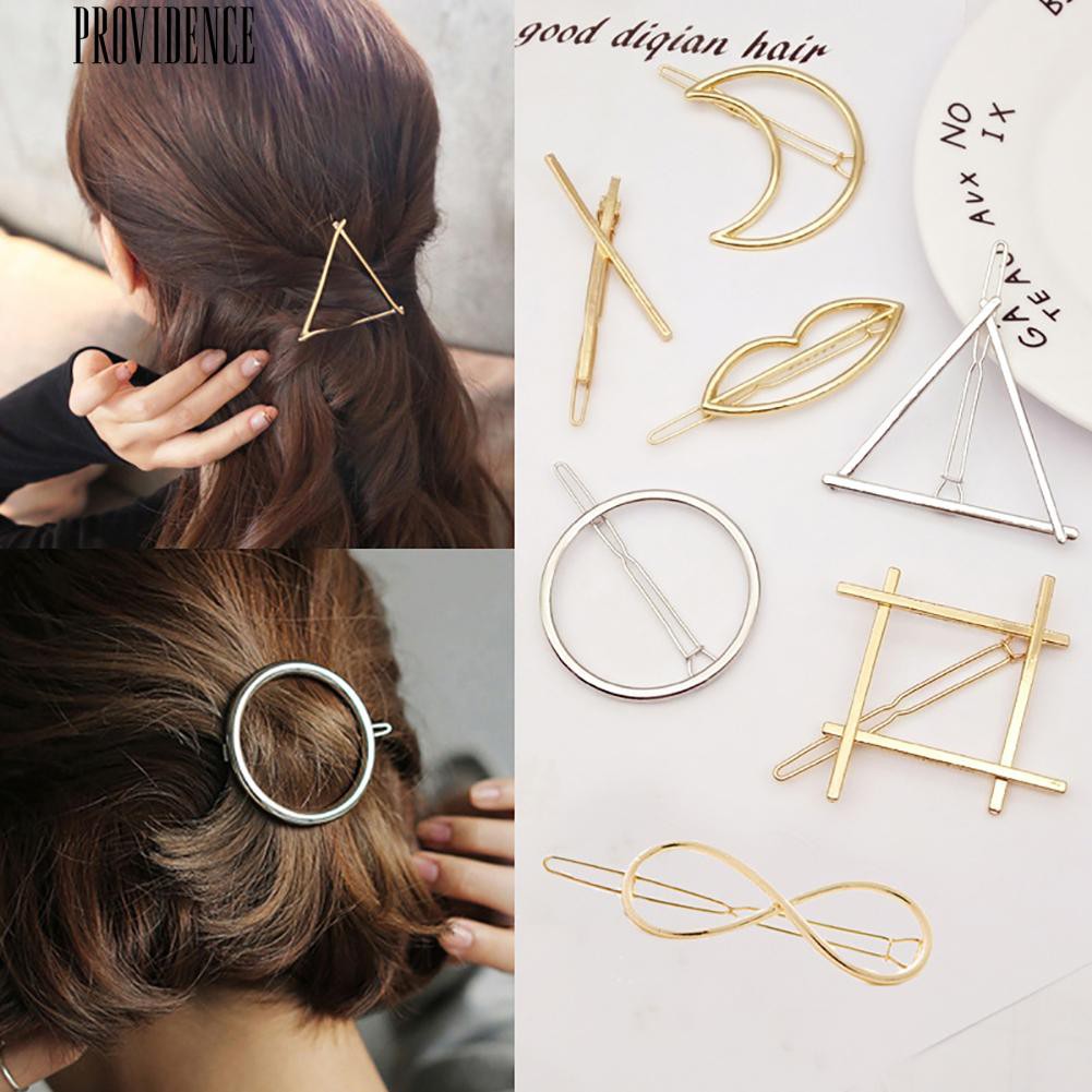 Providence Minimalist Geometric Circle Triangle Moon Metal Hairpin
