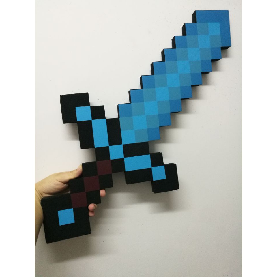 Minecraft Large Blue Diamond Sword Pickaxe Axe Eva Weapons Shopee Singapore