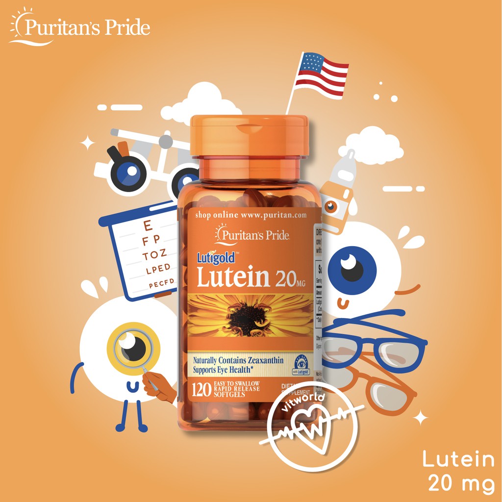 Puritans Pride Lutein With Zeaxanthin 20 Mg Supports Eye Health 120