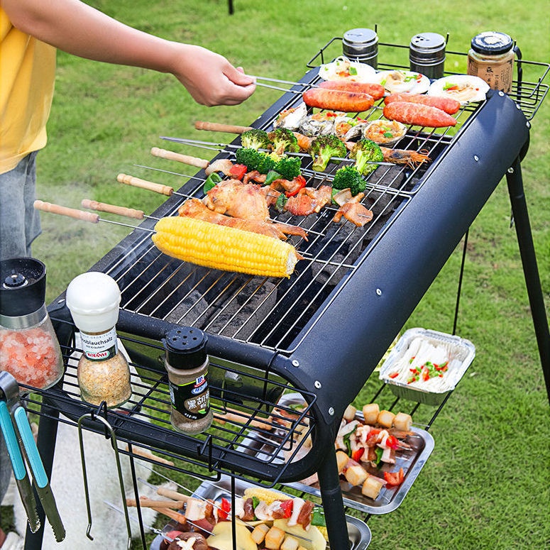 Barbecue Charcoal Grill Stainless Steel Folding Portable BBQ Tool Kits