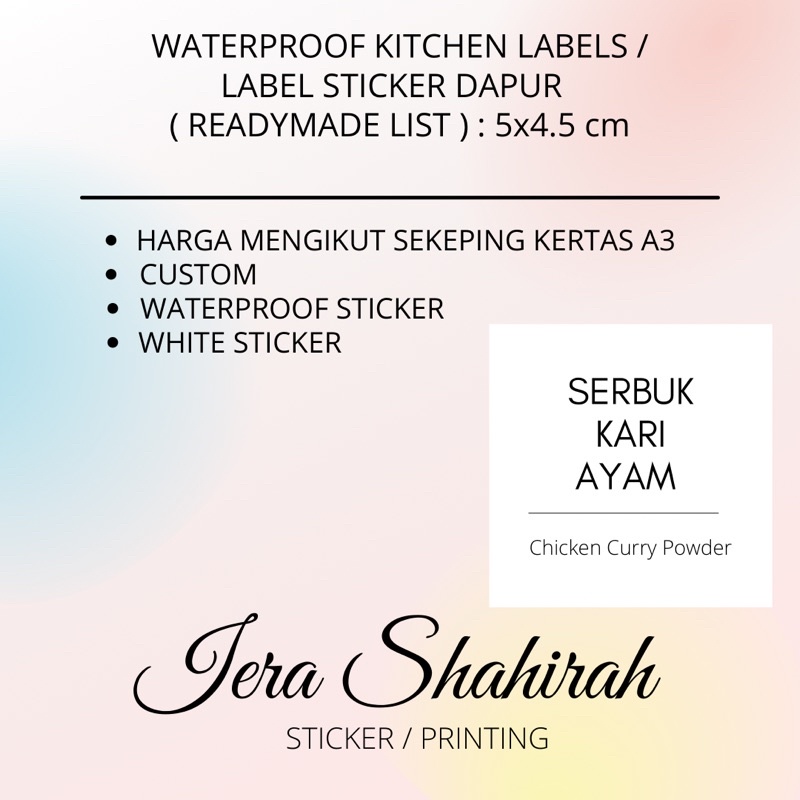 WATERPROOF KITCHEN LABELS / LABEL STICKER DAPUR (60 pcs) | Shopee Singapore