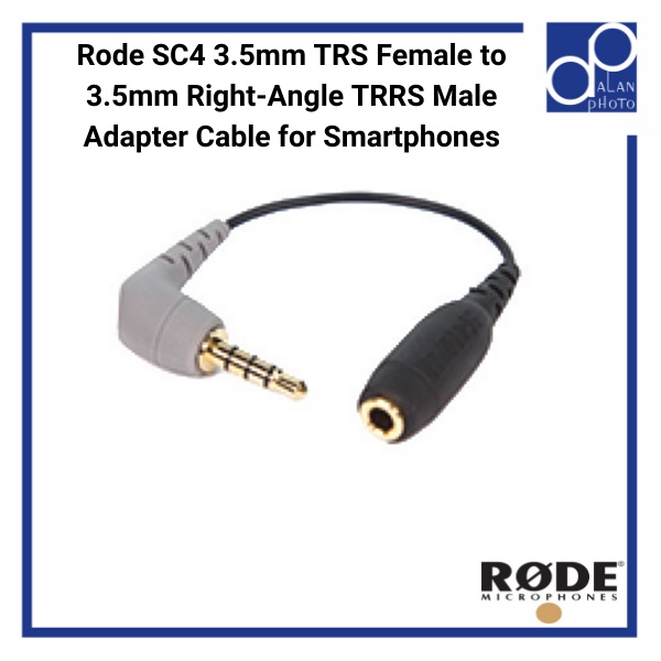 Rode SC4 3.5mm TRS Female to 3.5mm Right-Angle TRRS Male Adapter Cable ...