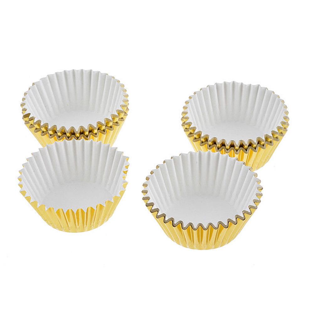 100PCS/Box Gold Foil Paper Baking Cup Cake Cupcake Cases Liners Muffin