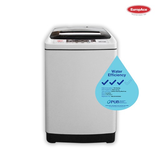 EuropAce 7kg Top Load Washing Machine ETW 3751T3 Ticks5 Years Motor