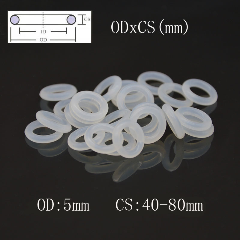 Cross Section 1.5mm Food Grade O Rings Seals Washers O.D 5mm-80mm Silicone White 
