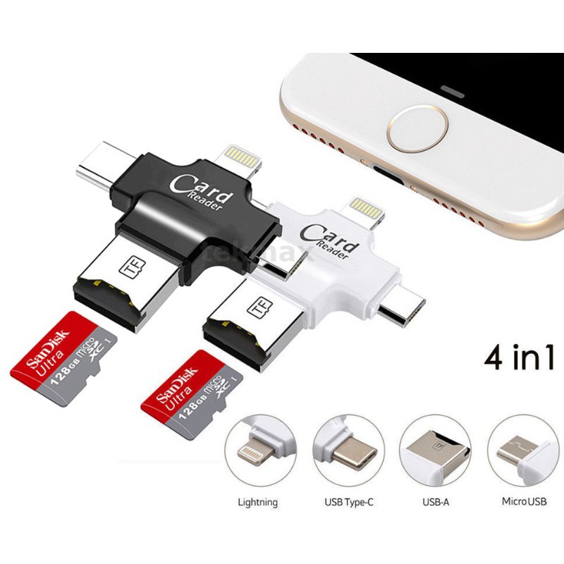 4 In 1 Usb Type C Lightning Otg Micro Sd Card Reader Type C Adapter For Iphone Pc Mac 4 In 1 Shopee Singapore