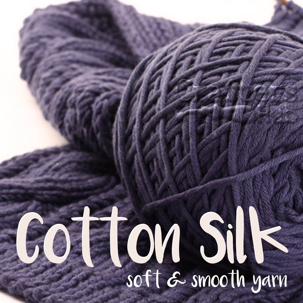 COTTON SILK soft & smooth yarn 16-ply ~180g 3mm thk (PINK PURPLE)