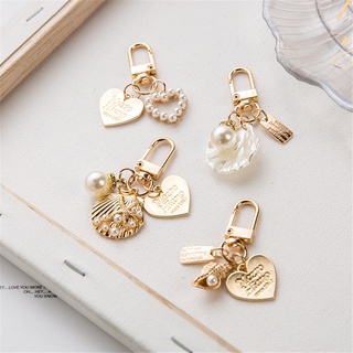 Cute Pearl Shell Keychain For Girl Creative Small Gifts Ins Metal Jewelry Pearl Pendant Ladies Fashion Accessories