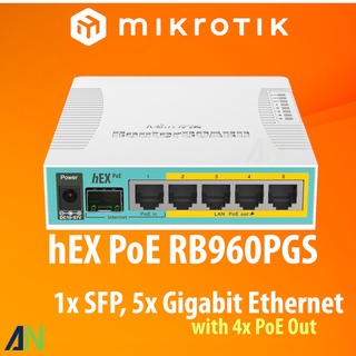 MikroTik Router hEX PoE RB960PGS, Passive PoE, 802.3af/at, High Power, RouterOS, 5x Gigabit Ethernet, 4-port PoE-Out