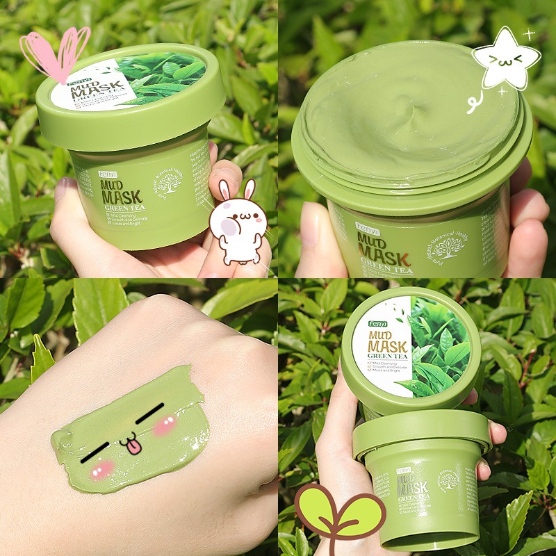 Fenyi Green Tea Mud Mask Face Cleansing Clay Mask Remove Blackheads Acne Pores 100g Singapore