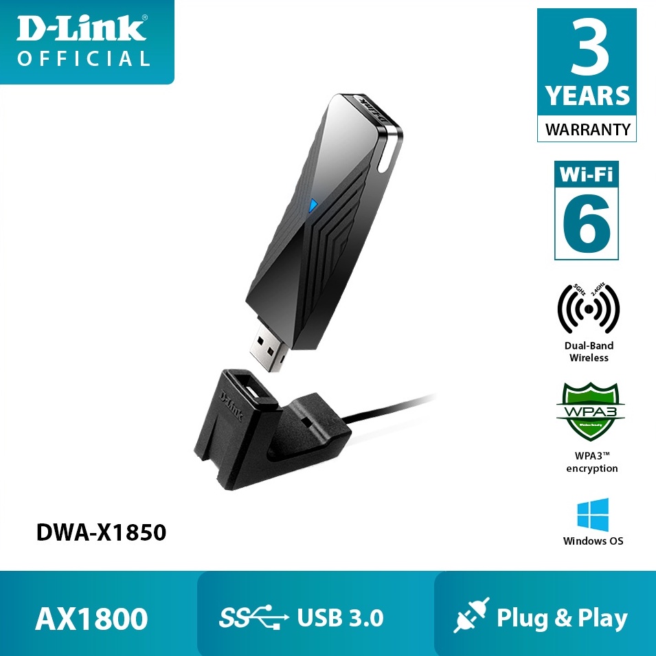 D Link Dwa X1850 Ax1800 Wifi Wi Fi 6 Usb Adapter Wireless Usb Adapter Shopee Singapore 