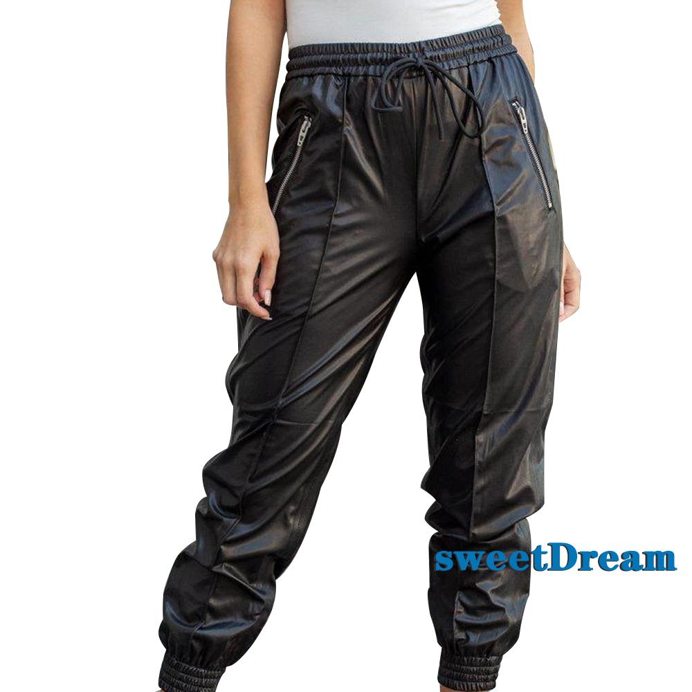 faux leather harem pants