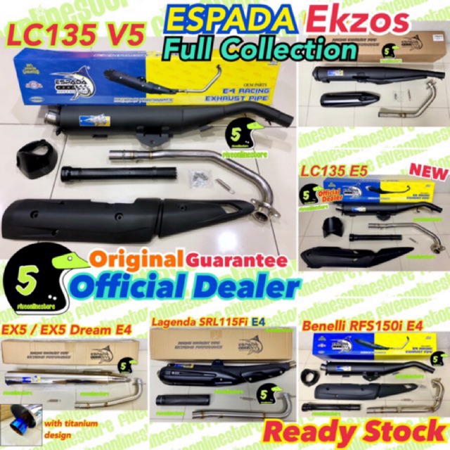 Shop Malaysia Espada Racing Exhaust Ekzos Pipe E4 E5 V5 Maniful 28mm 30mm 32mm Lc135 Vf3i 185 Y15zr Rfs150 Rs150 Y15 Lagenda Muffler Shopee Singapore