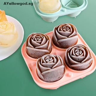 AYellowgod Silicone Molds for Ice Cube 4 Holes Rose Flower Shape Reusable Ice Cube Tray . #3