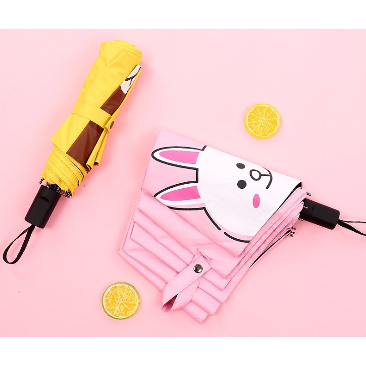 Line Premium Characters Folding Umbrella Brown Cony Umbrella Motif Friendly Peek Line Character Umbrellas Shopee Singapore