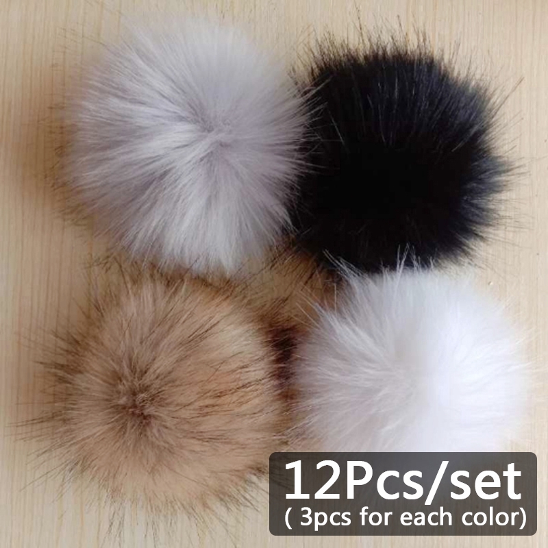 12Pcs Cute Faux Fur Fluffy Pompon Balls DIY Hats Shoes Scarves Handbag Decor Hot
