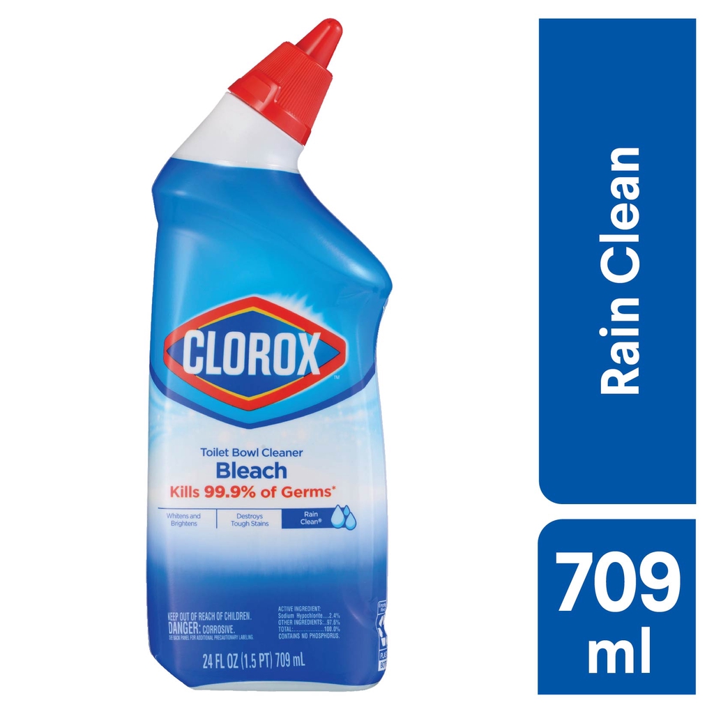 Clorox Toilet Bowl Cleaner with Bleach Rain Clean Scent, 709ml