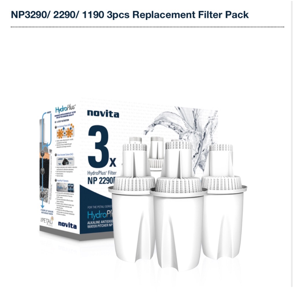 Novita Pitcher Water Filter Model (2290/3290 3 in one pack