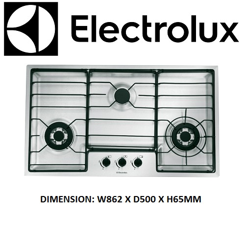 ELECTROLUX EHT9331XCG STAINLESS STEEL 90CM 3BURNER GAS HOB Shopee