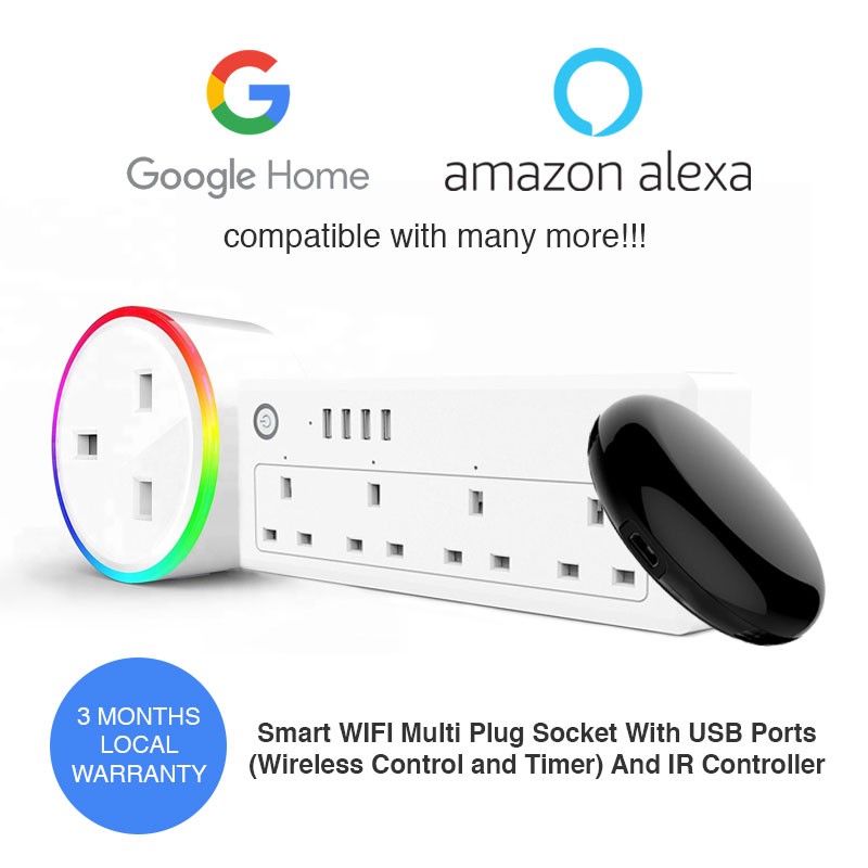 [NEW SALES] WIFI SMART MULTI PLUG SOCKET USB IR REMOTE