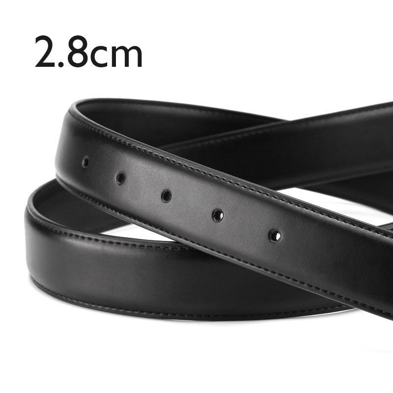 Image of Belts No Buckle 2.4 2.8 3.0 3.5 3.8cm Width Brand Automatic Buckle Black Genuine Leather Men's Belts Body Without Buckle Strap #7