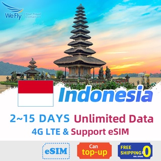 Indonesia 2-15 days sim card 4G LTE High speed unlimited data Support eSIM traveling