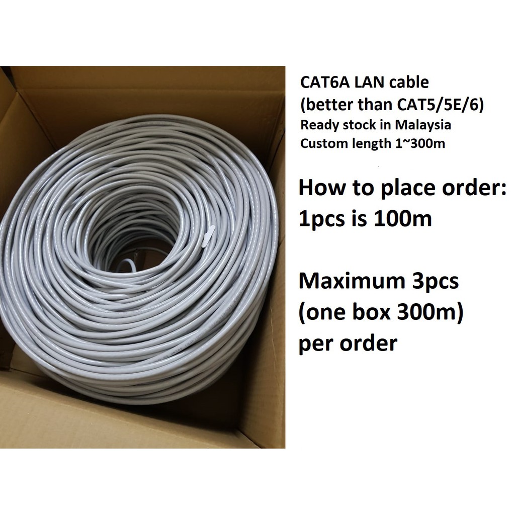 100m 200m 300m Cat6a 1gbps Ethernet Rj45 Cable Lan Router Network Poe Cctv Cat6 Cat5 Cat 5 5e 6 5m 10m 100m 300m Shopee Singapore