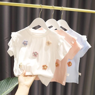 New Products Hot Sale Girls T-Shirts Baby Girls' Clothing Children's Shirts Short-Sleeved Super Cute Korean Version Cartoon Pattern Short-Sle
