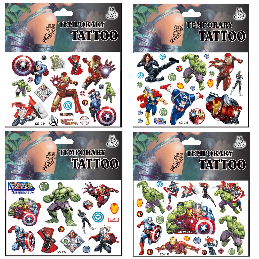 DC Marvel The Avengers Superhero Captain America ironman Hulk Tattoo  Sticker Personality Environmentally Waterproof Temporary Tattoo | Shopee  Singapore