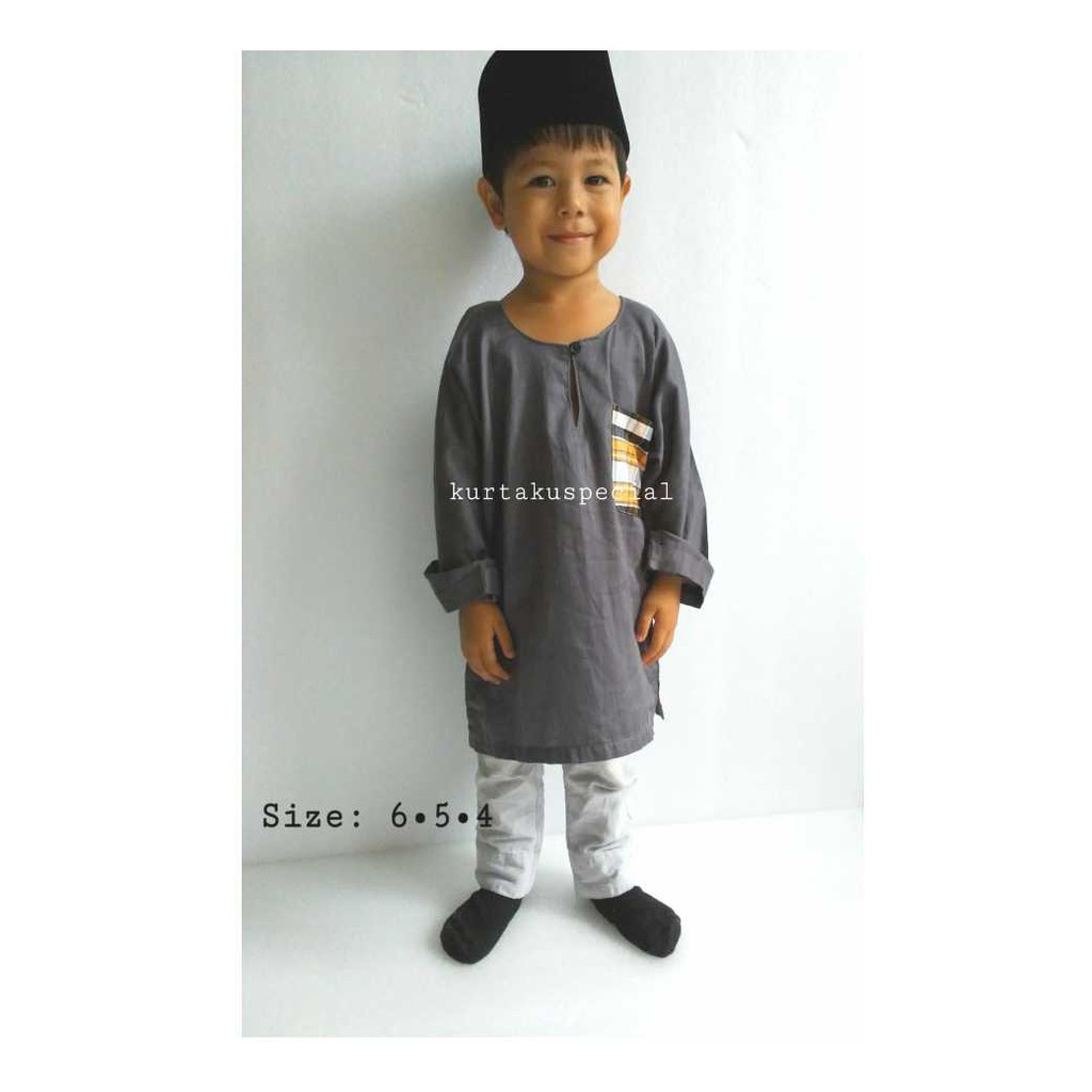 Kurta Kanak Kanak Lelaki Grey Shopee Singapore