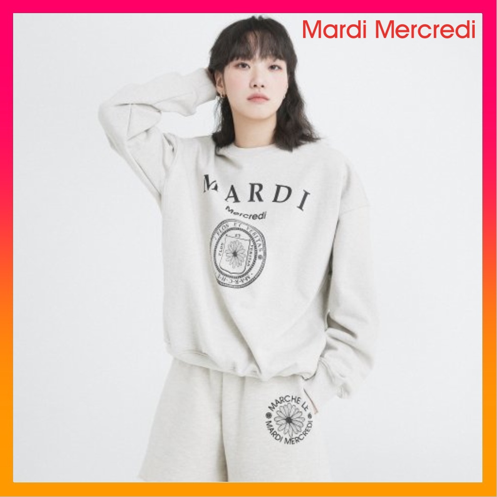 [Kim Go-eun's PICK] MARDI MERCREDI SWEAT SHORTS MARCHE EMBLEM_OATMEAL