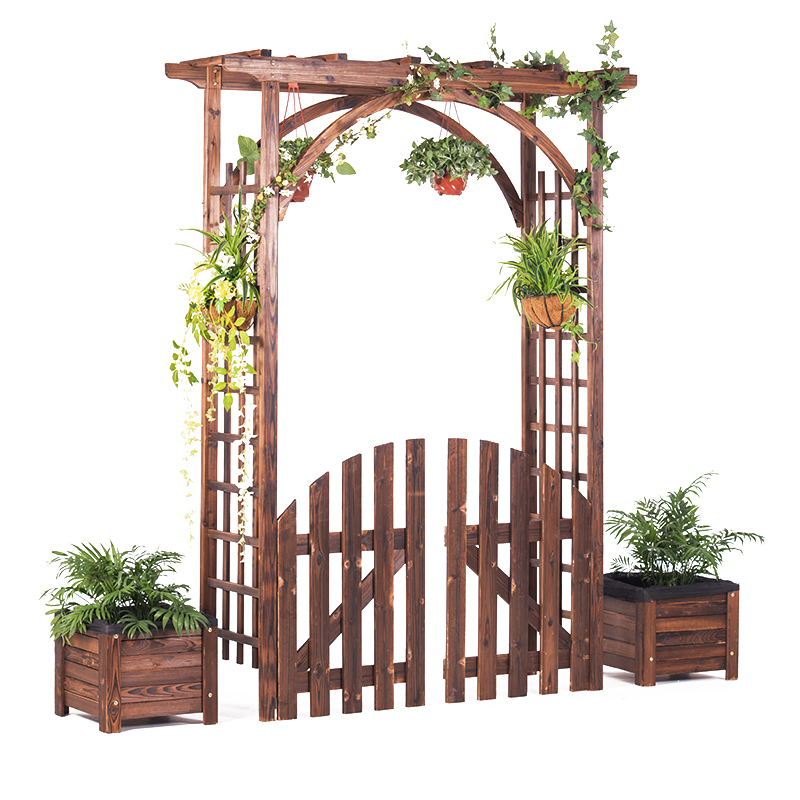 Garden Arch Flower Rattan Courtyard, Wooden Garden Archway With Gate