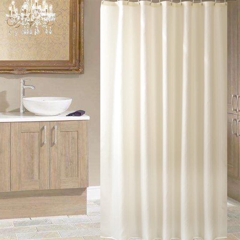 cream fabric shower curtain