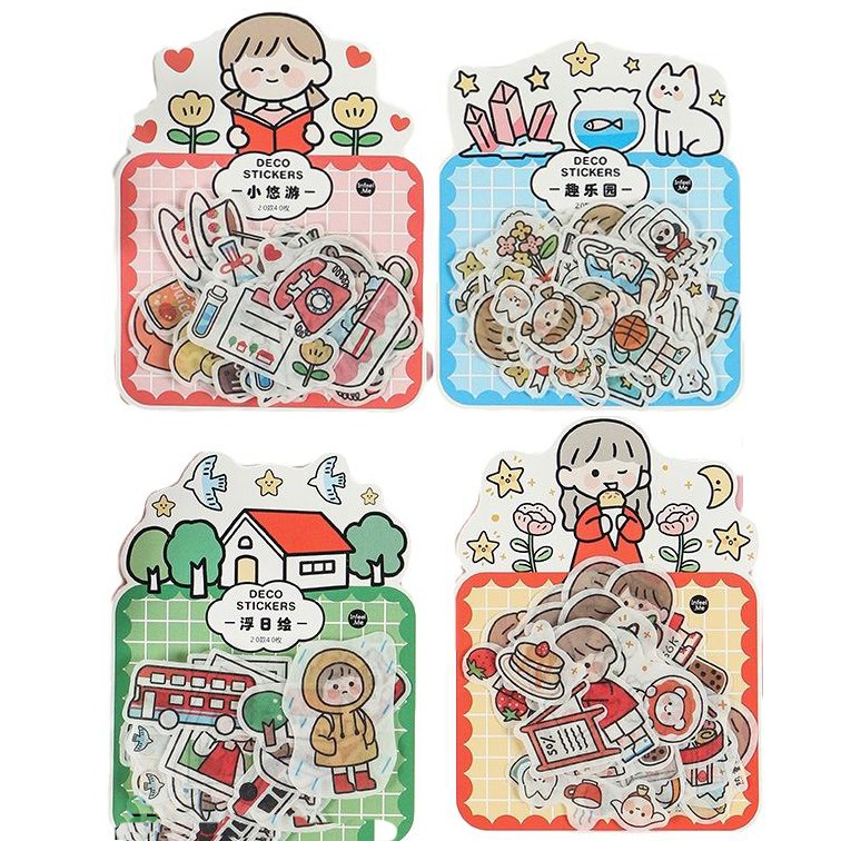 40pcs/pack Kawaii Sakura Food Cat Stickers Diy Scrapbook Journal  Back to School 