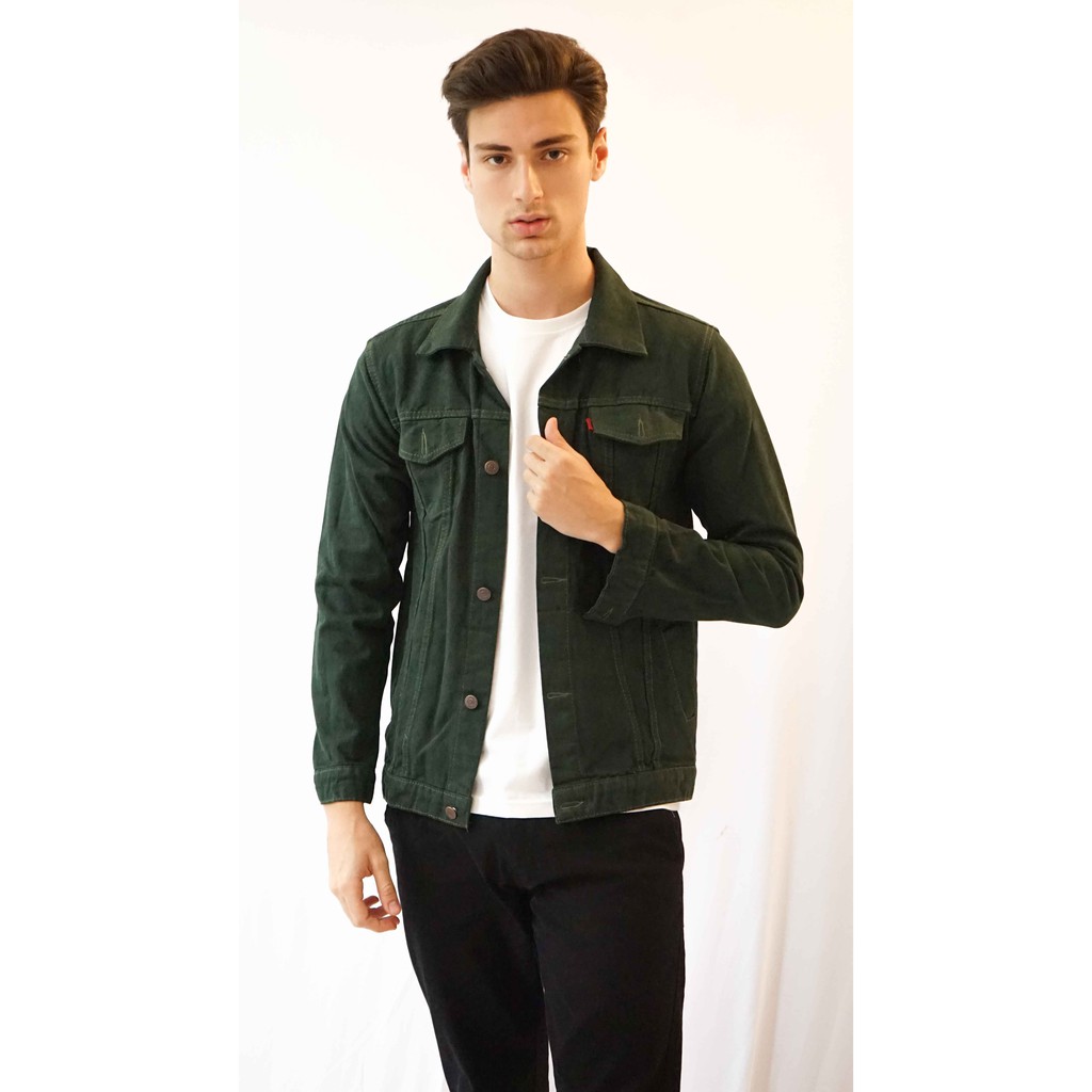 dark green denim jacket mens