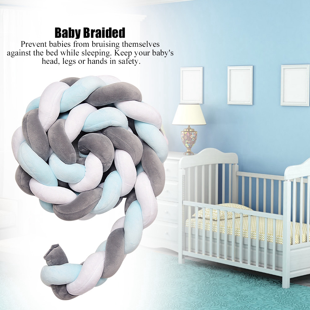 Baby Braided Crib Bumper Long Baby Nursery Cushion Knot Shopee