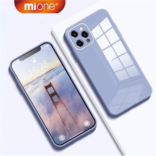Mione Tempered Glass Silicon Case iP 11 12 13 14 Pro Max XS XR i7 i8 Plus Anti-fall Casing Camera Cover Shock Proof Phone Cover